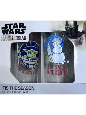 Star Wars Mandalorian TIS THE SEASON 16oz Glasses 2Pk